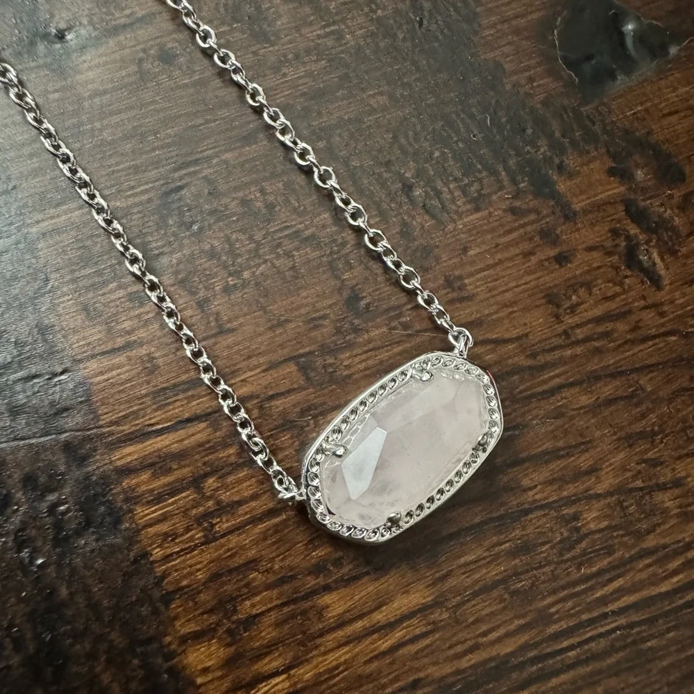 Kendra Scott Elegant Silver Ice Pink Stone Necklace - Picture 4 of 16